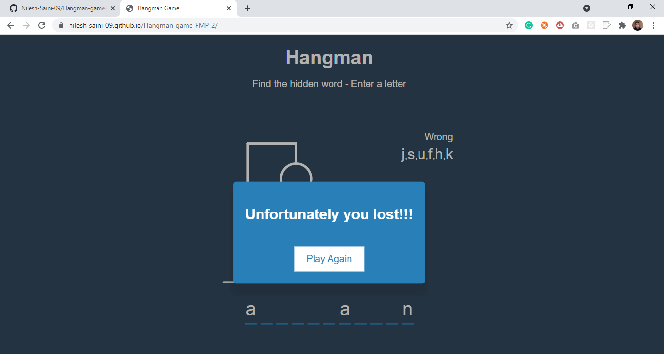 Hangman lost